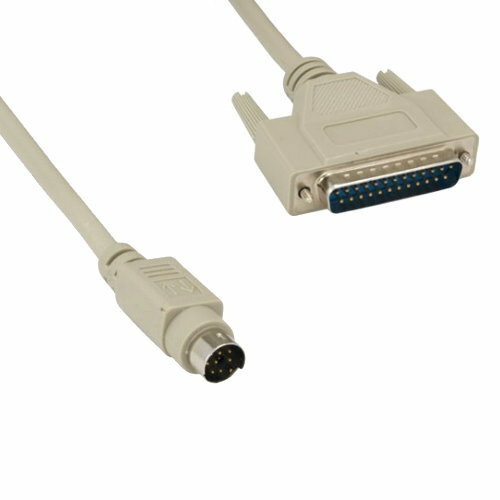 KNTK 6ft Mini DIN 8 Male to DB25 Male Cable Serial RS-232 PC Mac to Modem