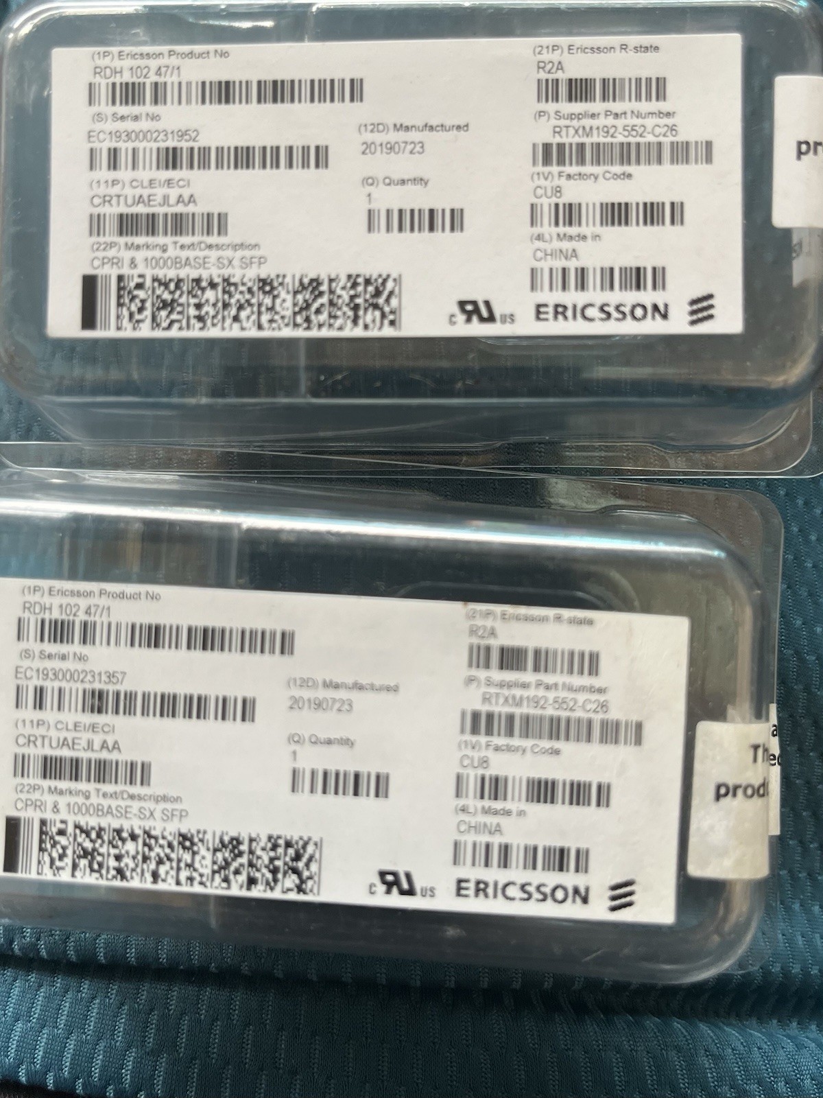Ericsson Product No RDH 102 47/1   (2) Pcs As Shown In Photo