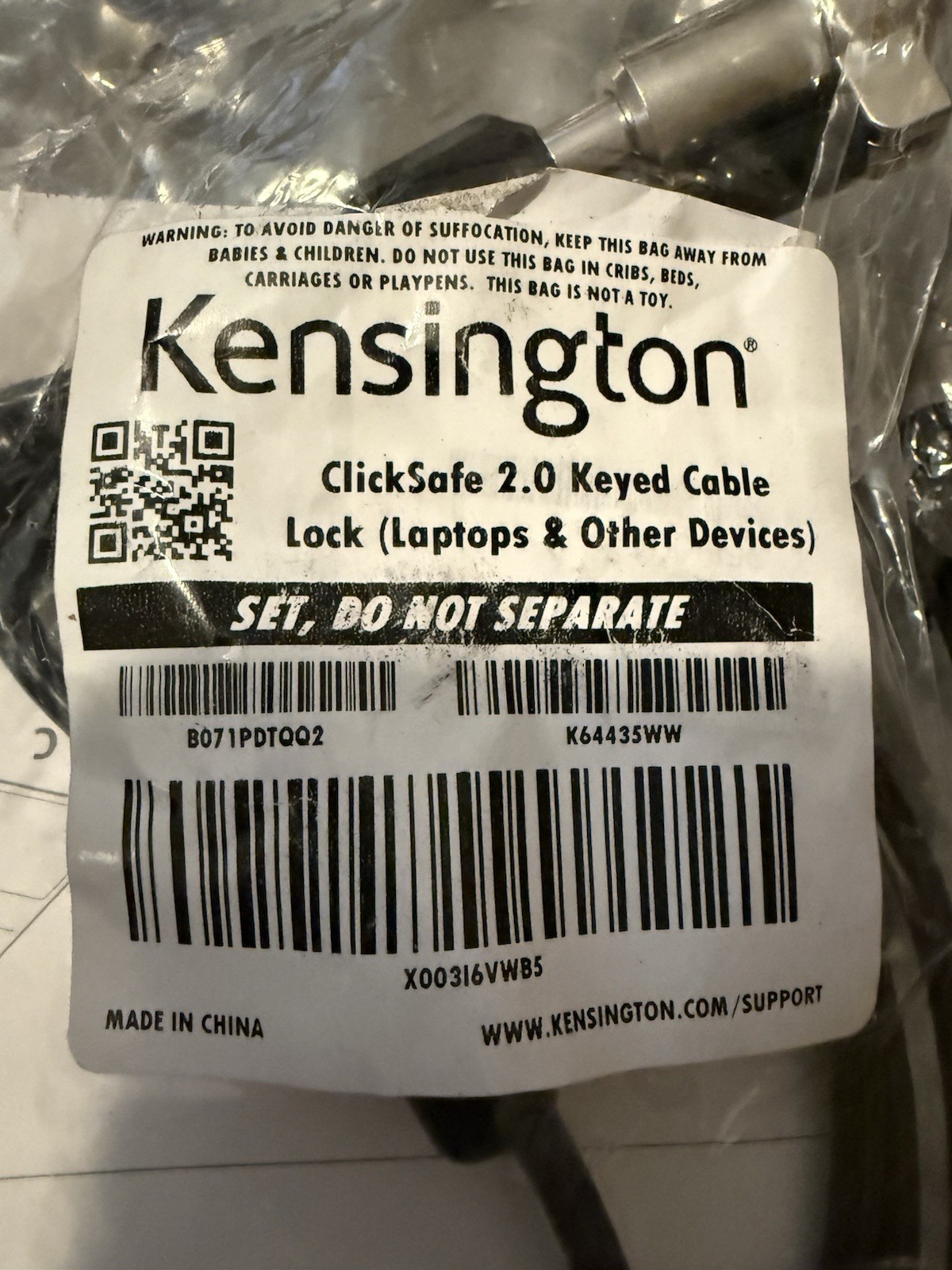 Lot of 59 Kensington ClickSafe 2.0 Keyed Cable Lock  (K64435WW)