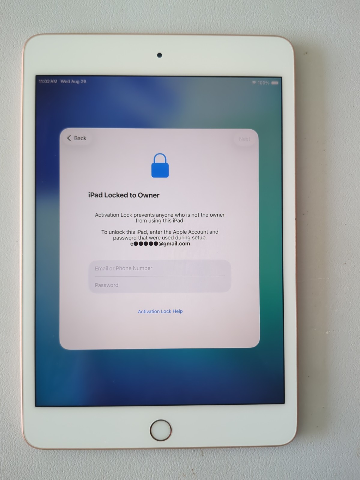 As Is Apple iPad Mini 5th Gen 7.9'' 64GB A2133 Wi-Fi Only Rose Gold For Parts