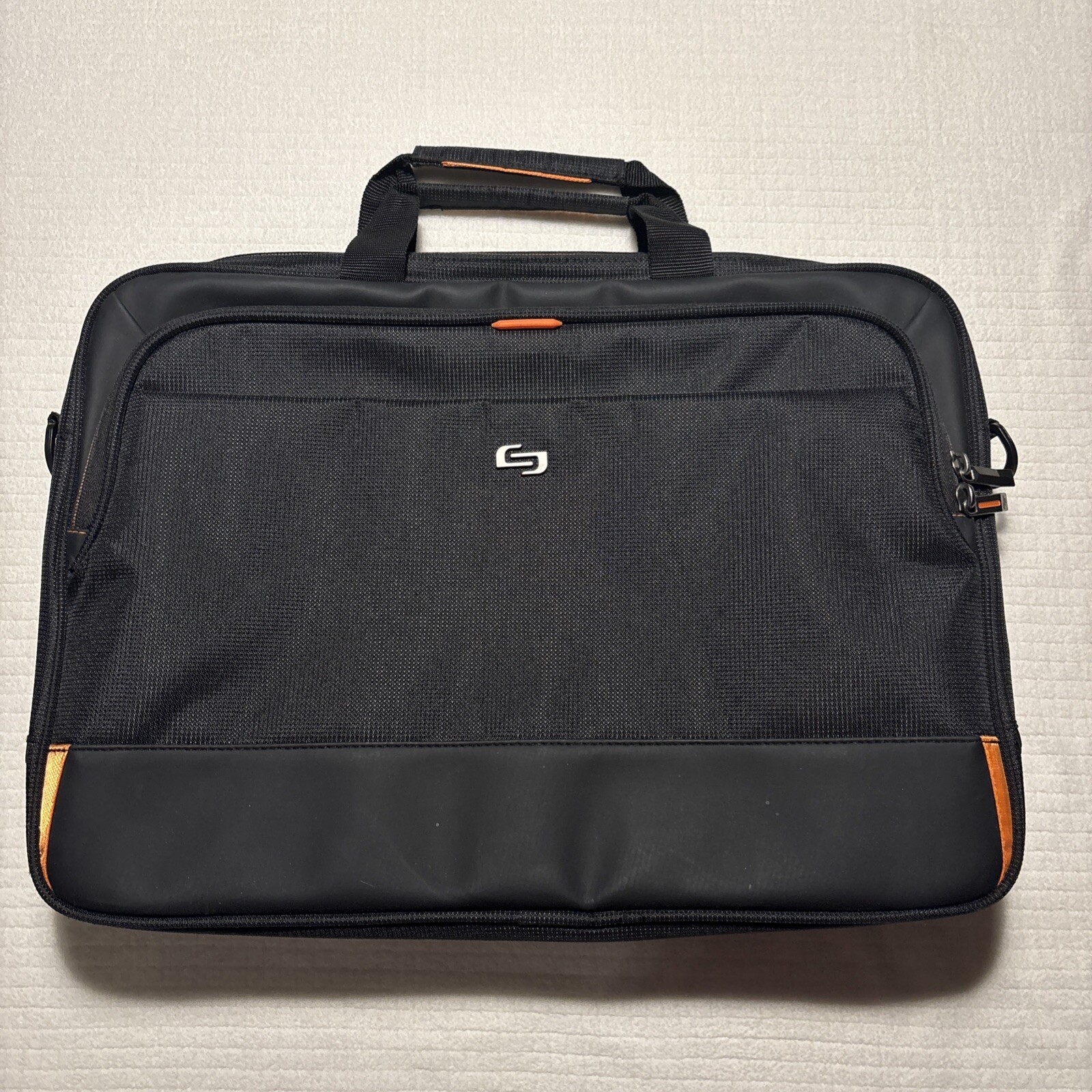 Solo New York - Ace Slim Briefcase for 13-16" Laptop - Black With Orange Accents