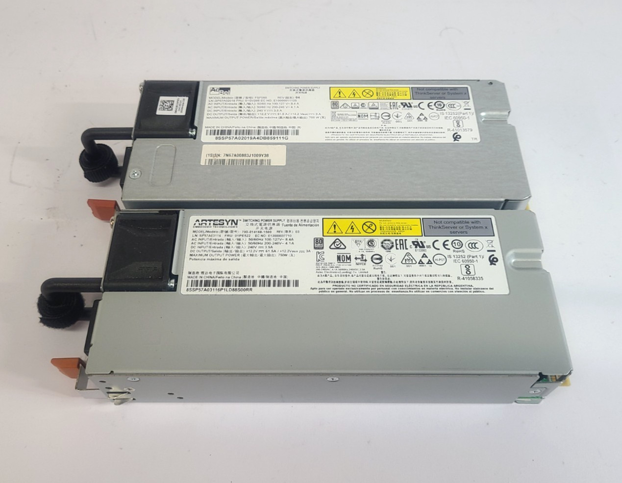 Mixed Lot of 2 Artesyn 700-014188-1500 AcBel FSF055 750W Power Supplies