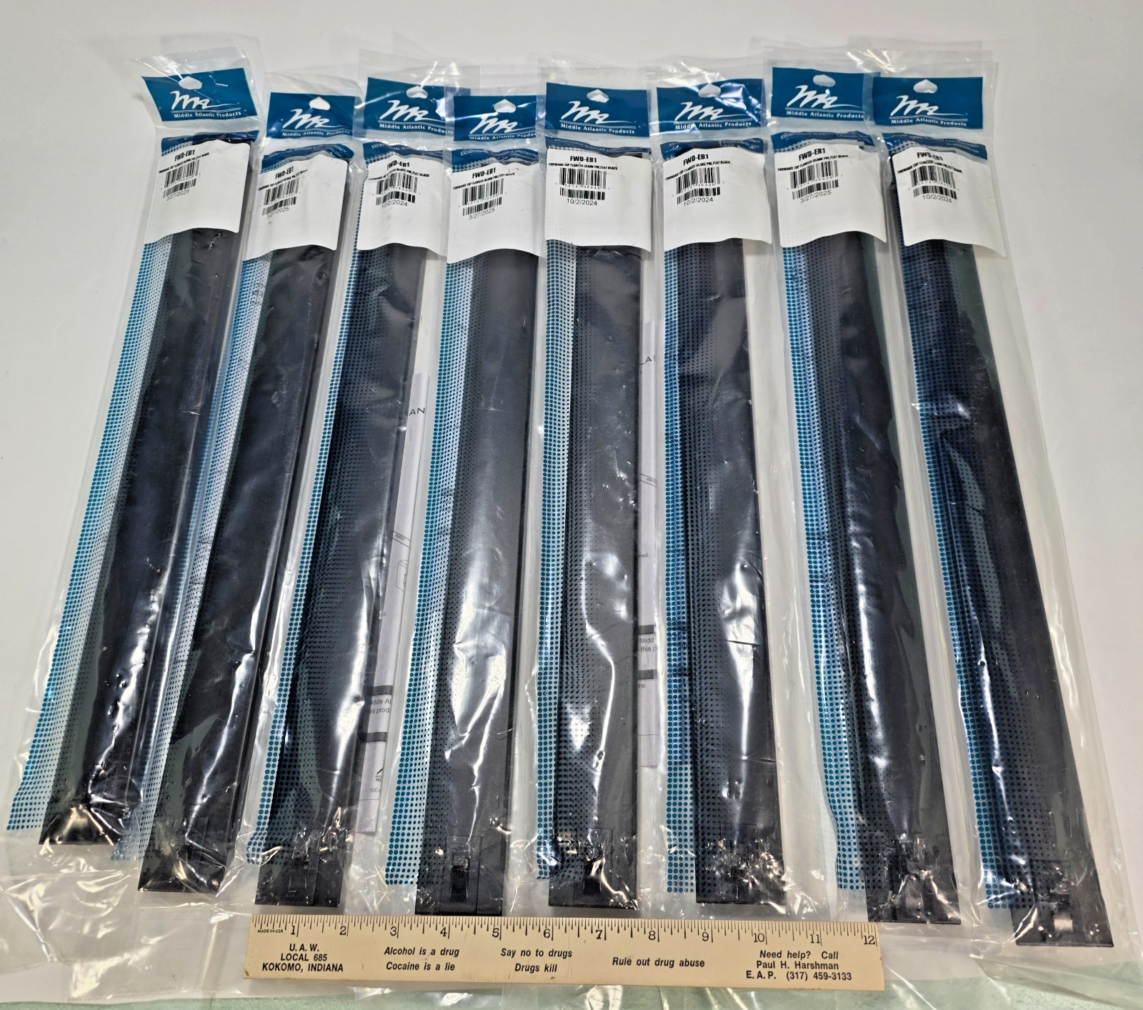 Lot of 8 Middle Atlantic FWD-EB1 1RU Forward Tool-Less Blank Rack Panels New