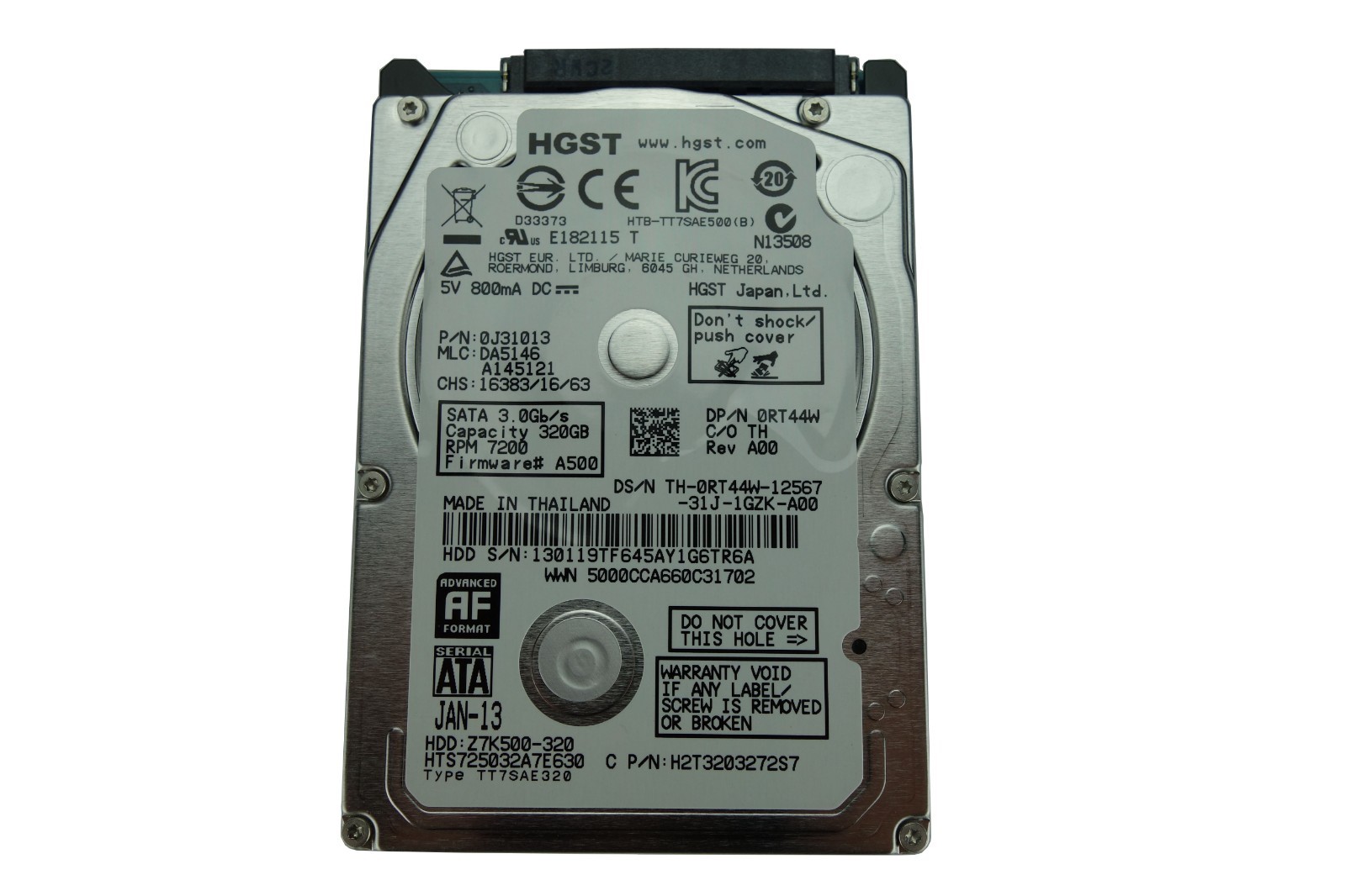 Dell 320GB 7.2K SATA 2.5" Laptop Hard Drive RT44W
