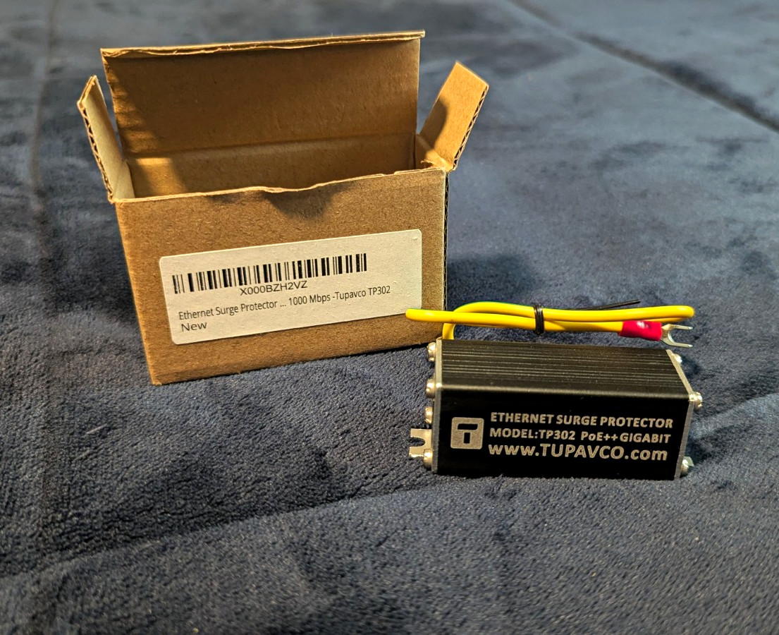 Tupavco TP302 Ethernet Surge Protector Module w/ Ground Wire, PoE++ Gigabit