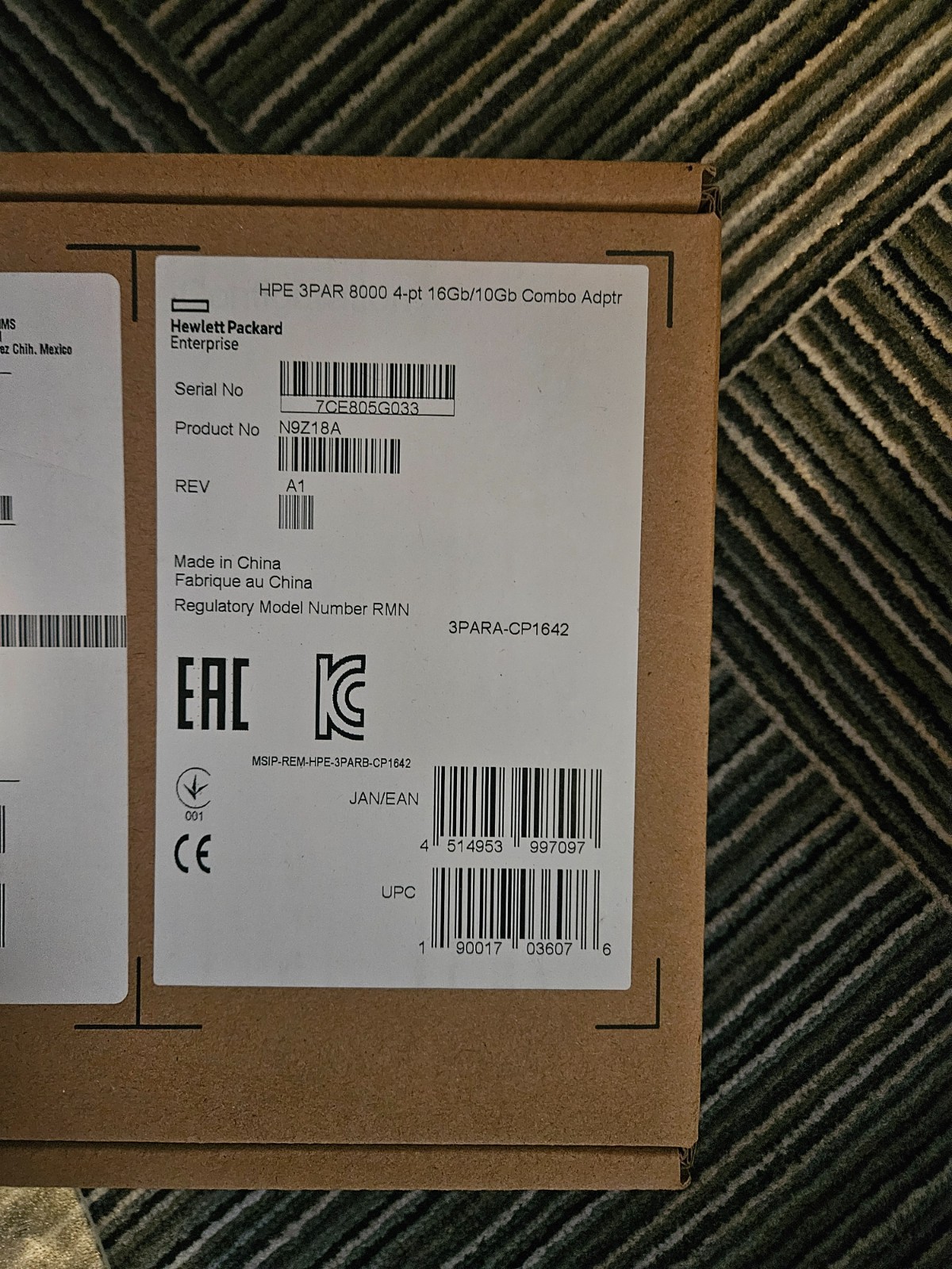 HPE 3PAR 8000 4-pt 16gb/10gb combo adptr N9z18A