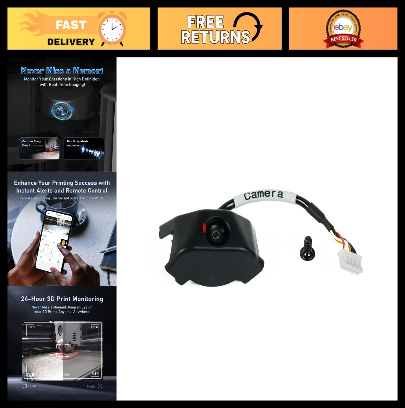 3D Printer Camera Kit for Adventurer 5M/5M Pro/AD5X - High-Quality Monitoring