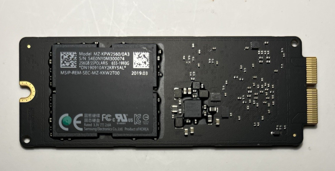 Genuine Apple Samsung SSD 256GB NVMe MZ-KPW2560/0A3 655-1993G SSPOLARIS MacBook