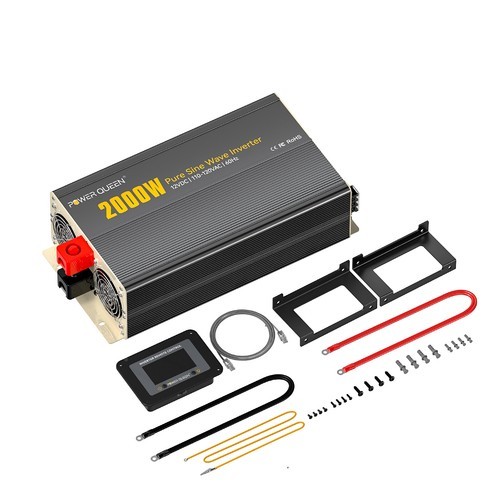 Power Queen 12V 2KW Pure Sine Wave Inverter For LFP, GEL, AGM, SLA Batteries