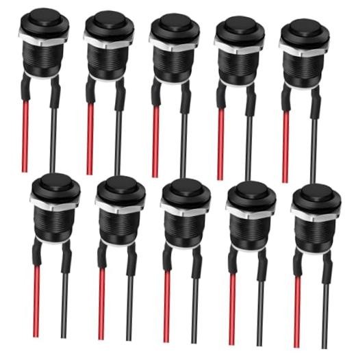 10PCS 12mm Momentary Push Button Switch, Mini Round Pushbutton Switches Black