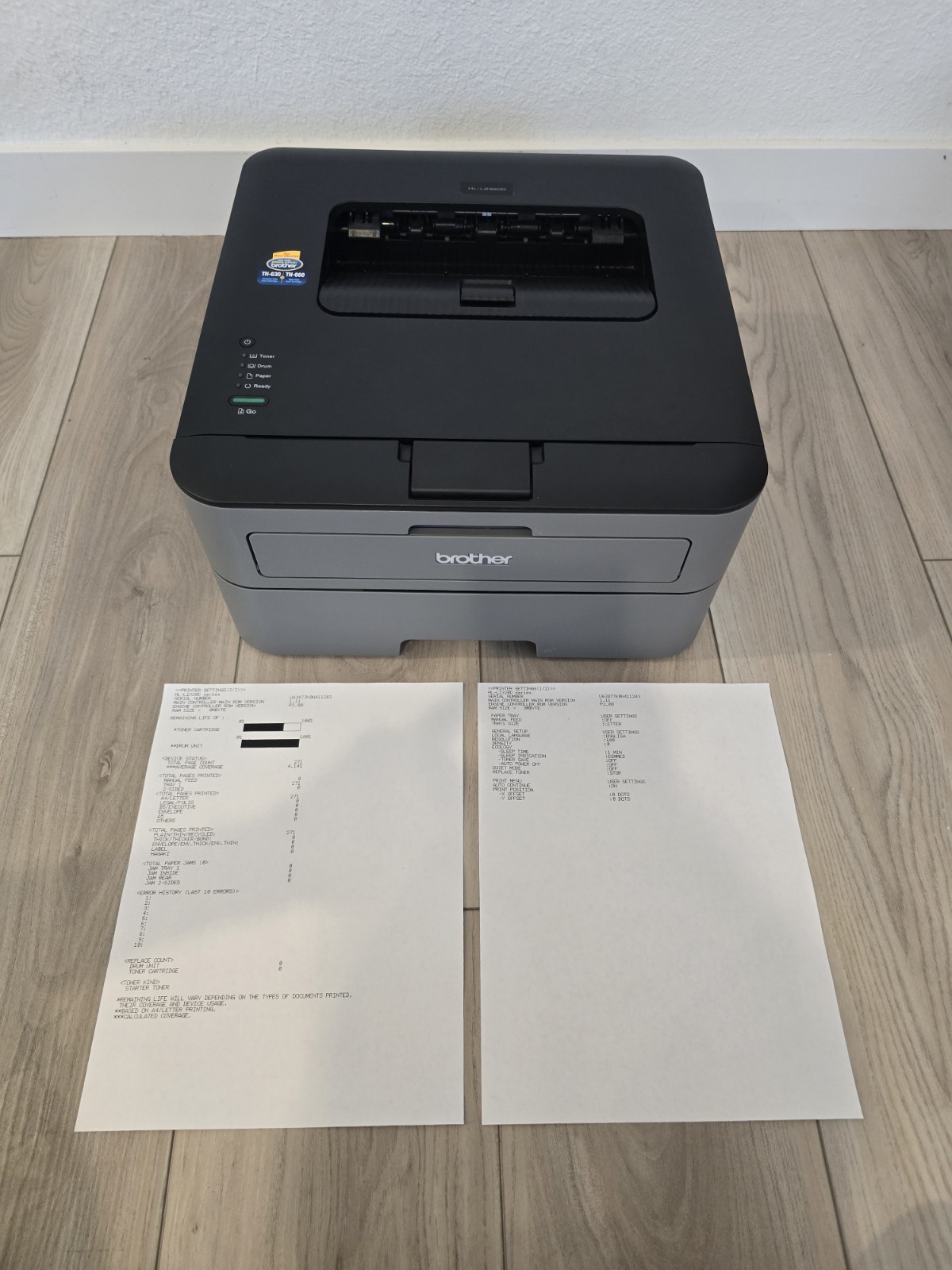 Brother HL-L2320D Mono Laser Duplex Printer Only 271 Pages With OEM Toner/Drum