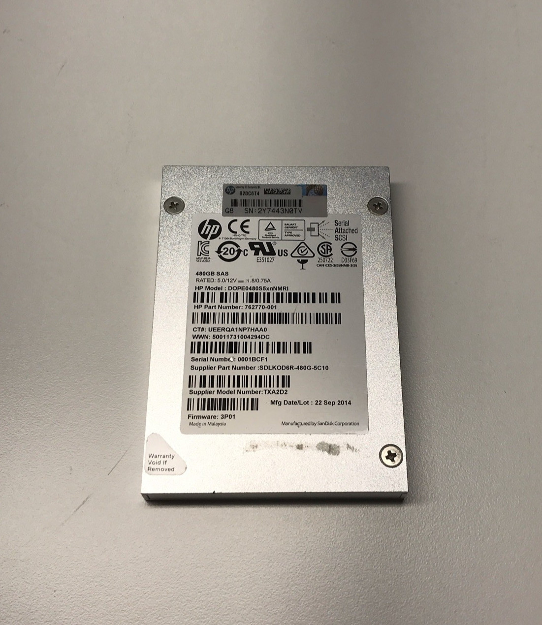HP 480GB SSD SAS 2.5" 6Gbps Server Hard Drive  DOPE0480S5xnNMRI