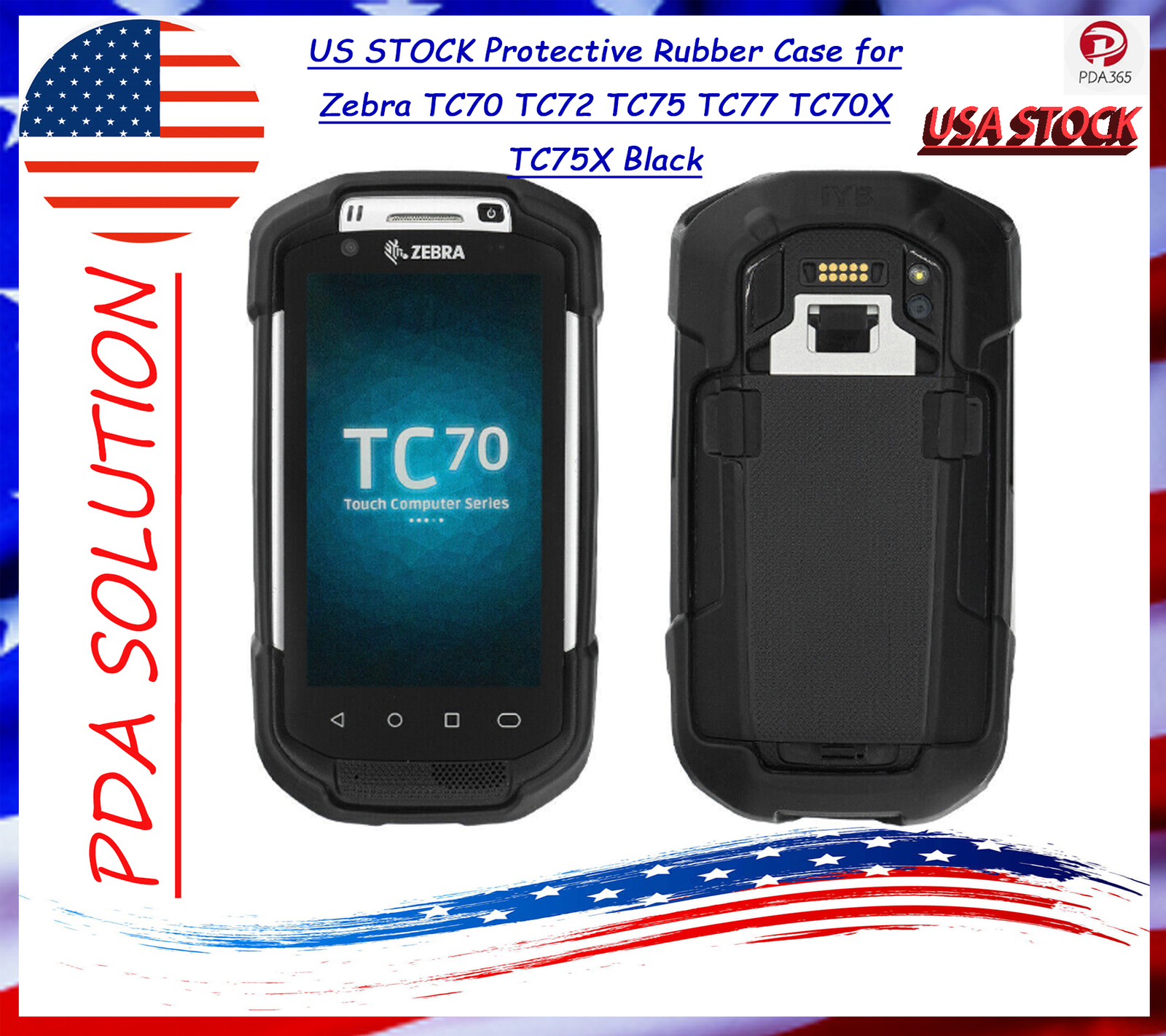 US STOCK Protective Rubber Case for Zebra TC70 TC72 TC75 TC77 TC70X TC75X Black