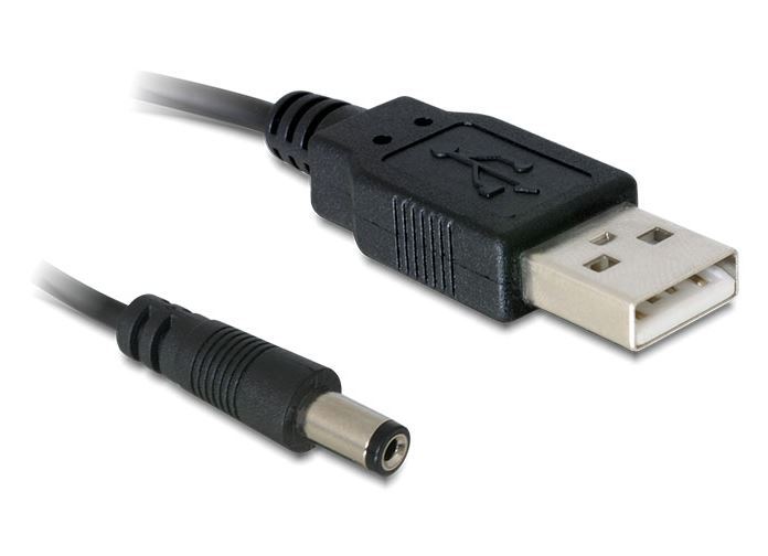 Delock 82197 - 1 Meter USB 5VDC to Power cable, 5.5/2.1mm barrel jack