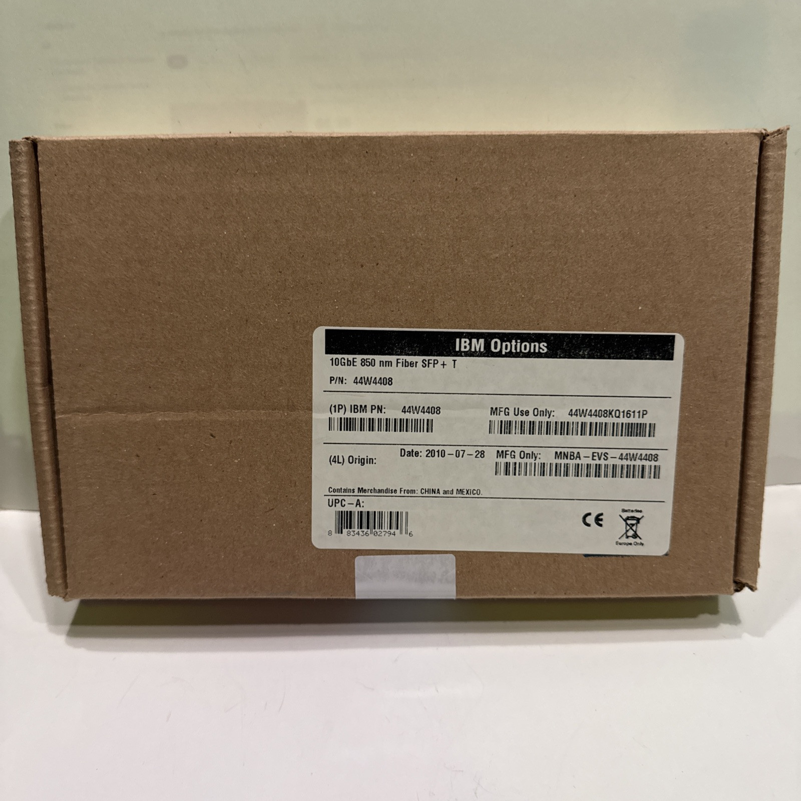 Genuine Retail IBM 44W4408 44W4411 77P7975 10GBE 850 NM FIBER SFP+ XCVR O3