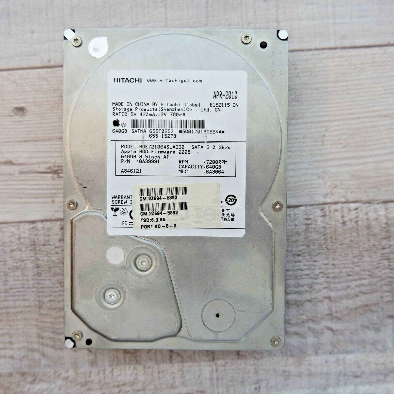 HITACHI Apple 640GB Sata Desktop HARD DRIVE HDE721064SLA330