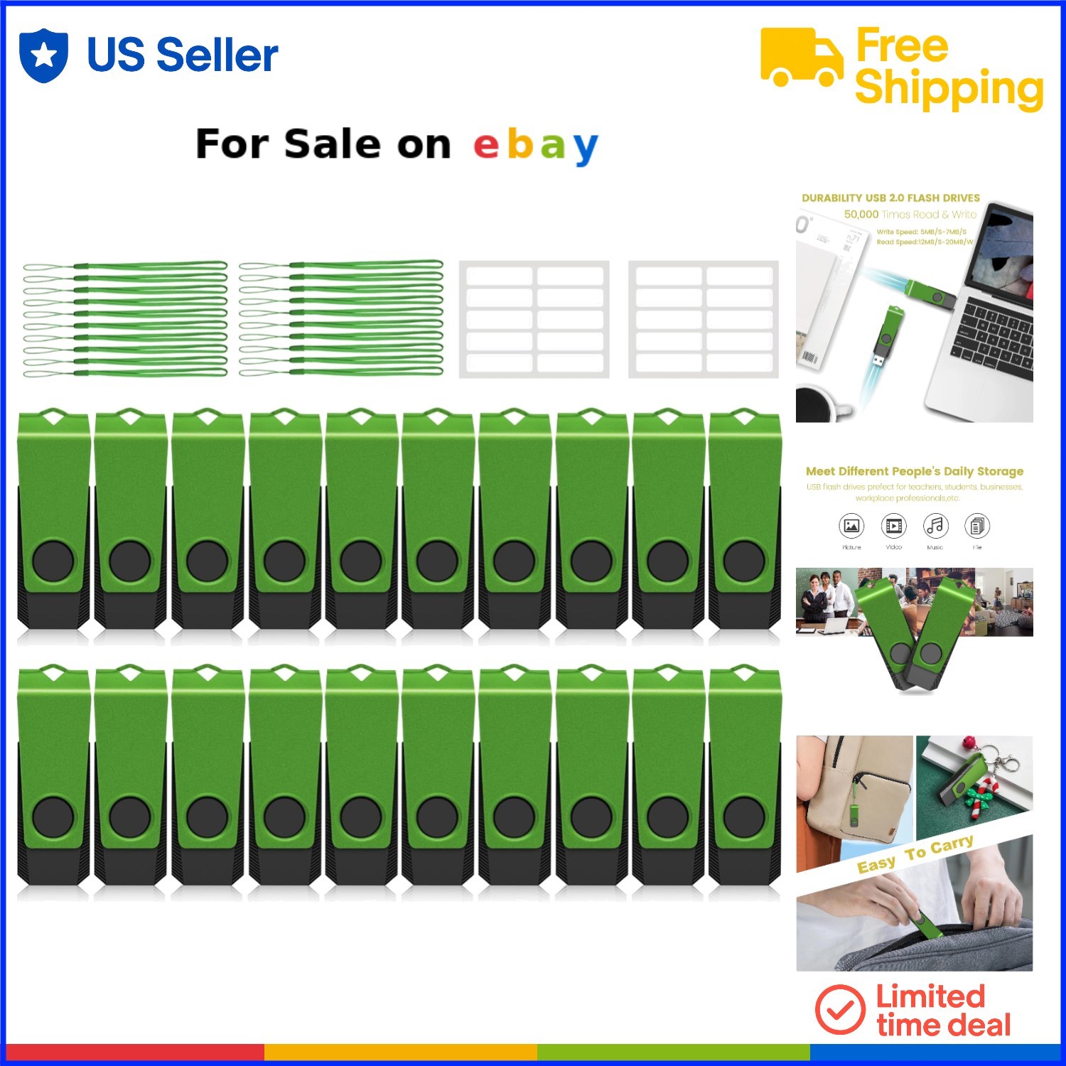 4GB USB Flash Drive Bulk Pack Water Proof Shock Resistant Data Storage