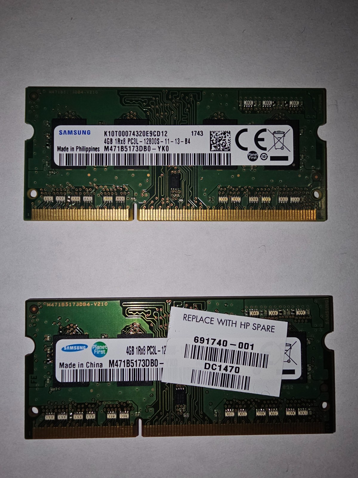 8GB (2x4GB) Samsung PC3L-12800S DDR3L SODIMM Laptop RAM - Matched Pair - TESTED