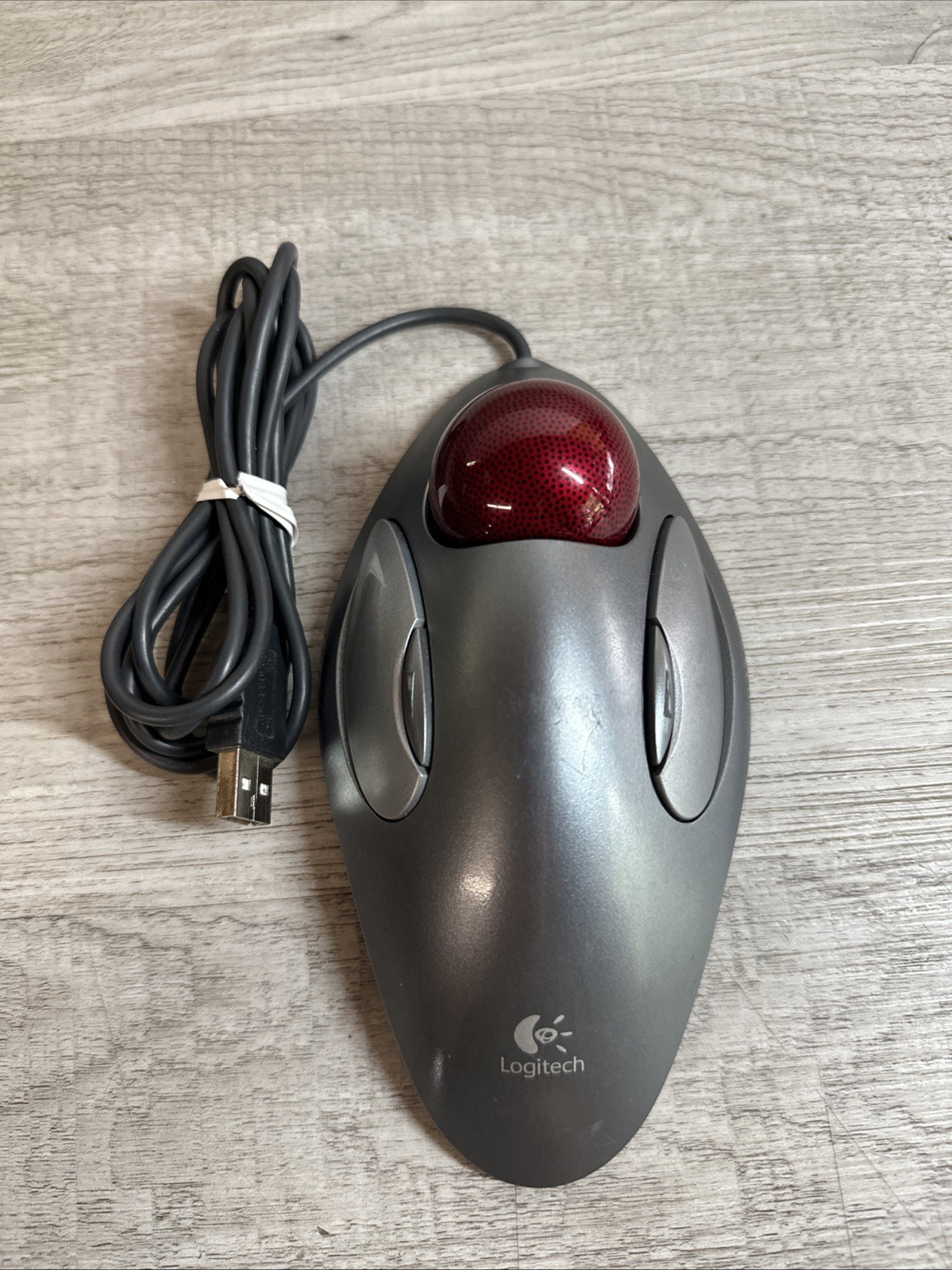 Logitech T-BC21  Trackman Trackball USB Mouse Marble Red Ball  Tested