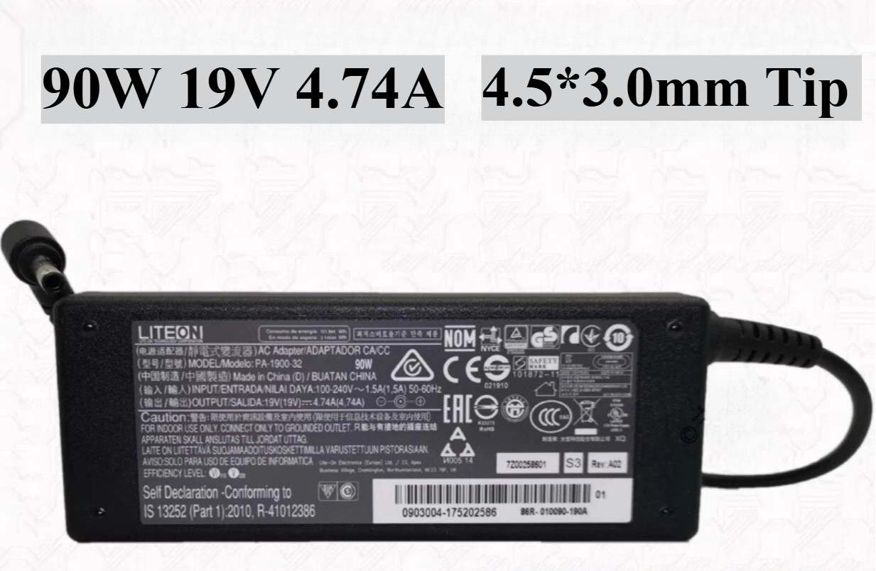 Genuine LITEON 90W 19V 4.74A Charger for MSI Modern 15 4.5*3.0mm Power Adapter