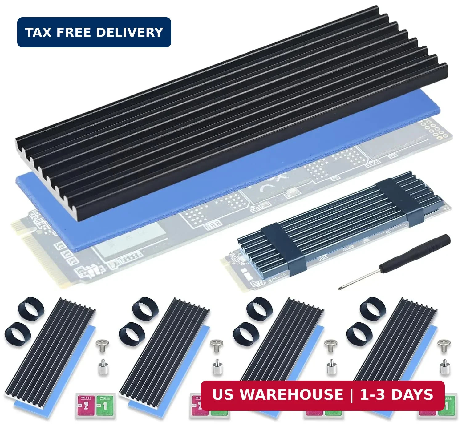 5 Pack SSD Heat Sink Cooler for 2280 SSD, nvme Heatsink with Thermal Silicone