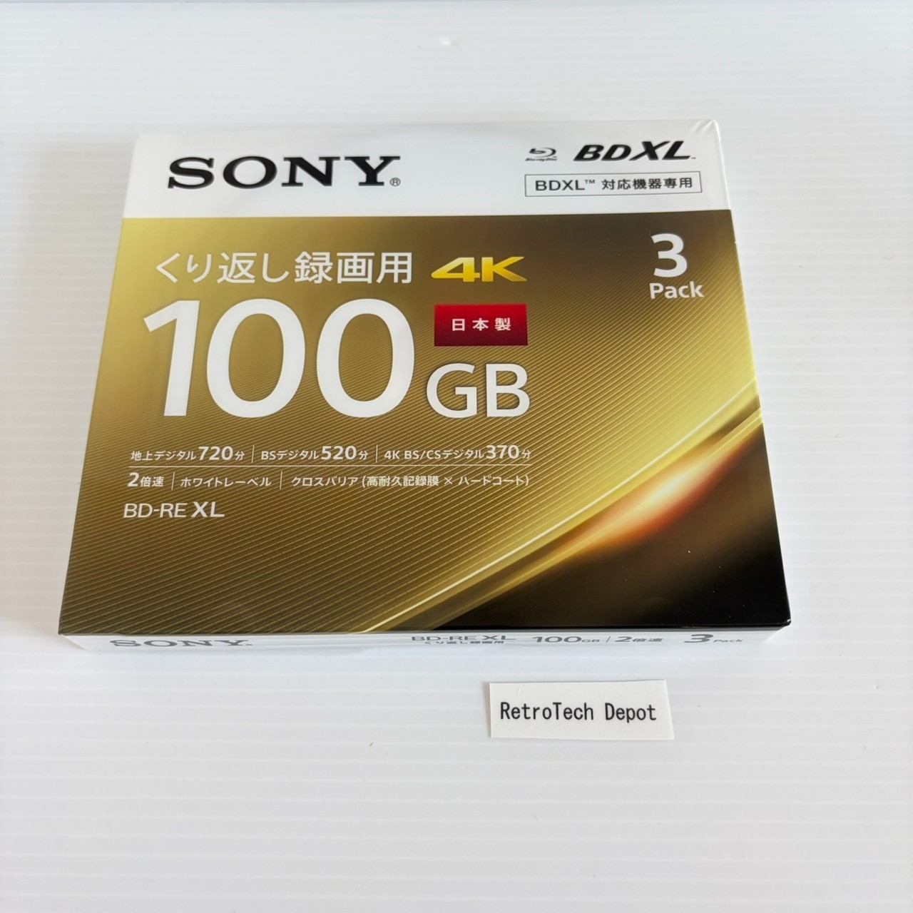 SONY BD-RE XL 100GB Rewritable 3 Packs 2x Speed 4K Blu-ray Disc BDXL NEW Japan
