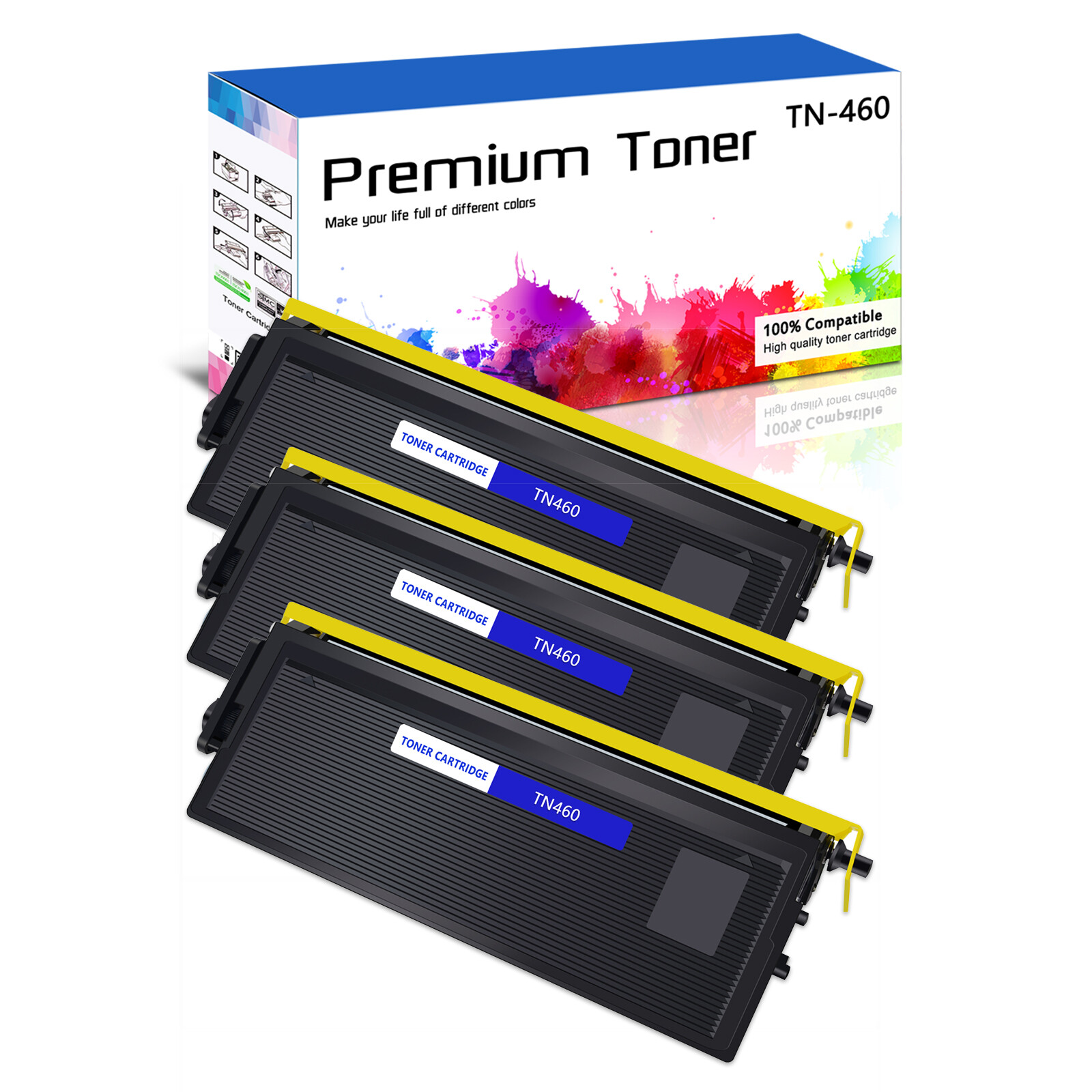 3PK TN460 Toner Cartridge Compatible For Brother Intellifax-4100 4100e 4750 5750