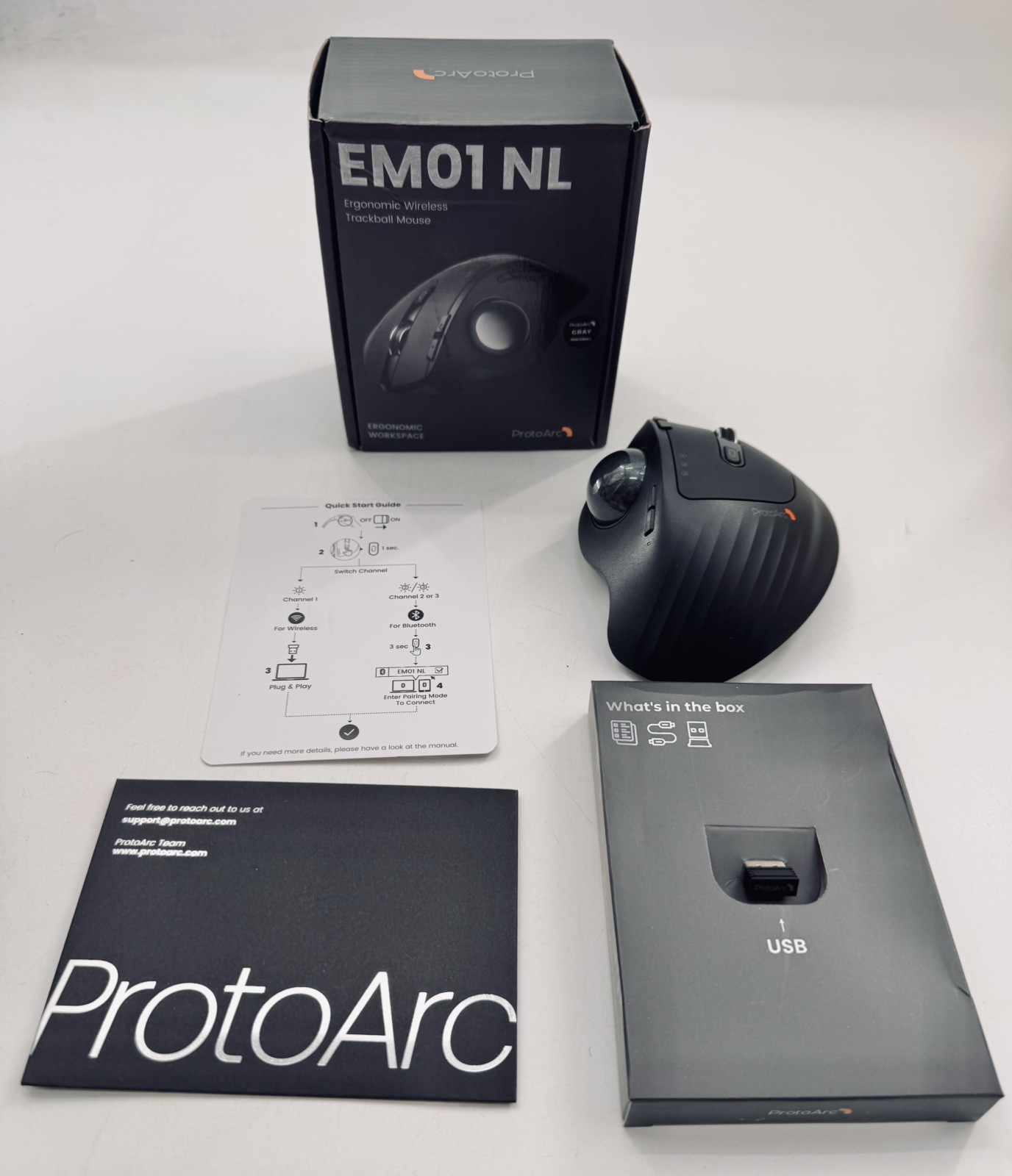 Wireless Trackball Mouse EM01 NL Ergonomic Bluetooth Rollerball Thumb OPEN BOX