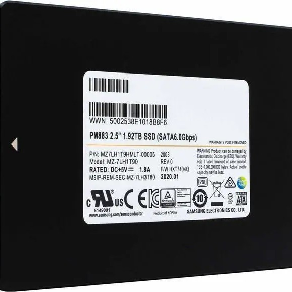 Samsung PM883 1.92TB Enterprise 2.5" SATA III SSD MZ-7LH1T90