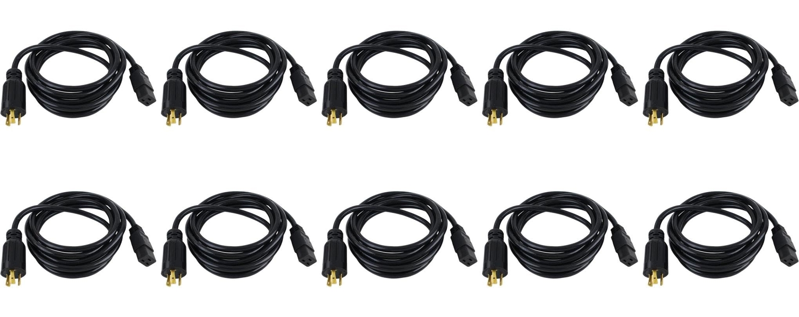 Heavy Duty 12 Awg Ac Power Cord Nema 6 20p C19 Black 10FT 3M 10 Pack IEC