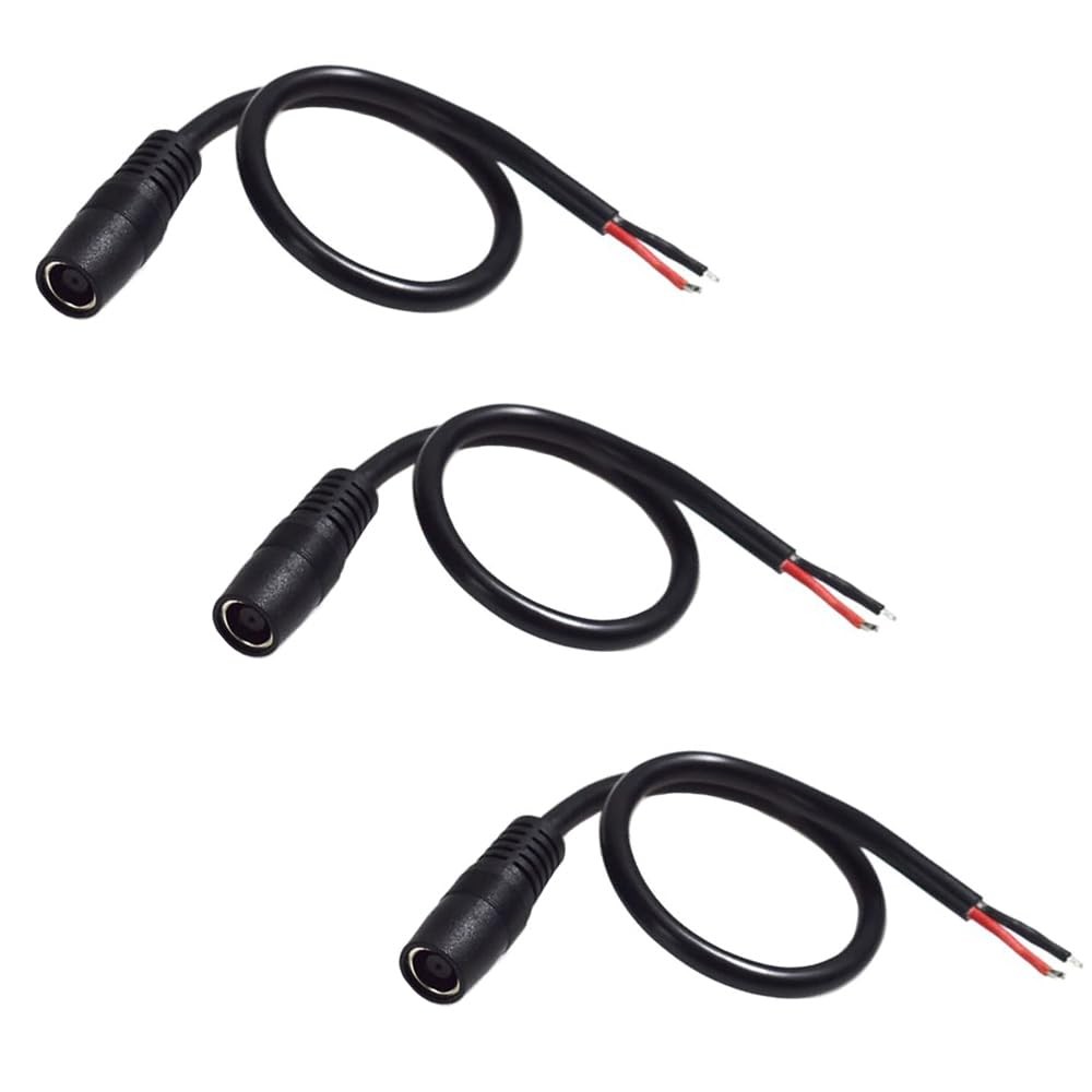 3PCS DC7909 Dc8Mm Power Cable, 12V 24V DC 8Mm Female Plug to Bare Wire Open End