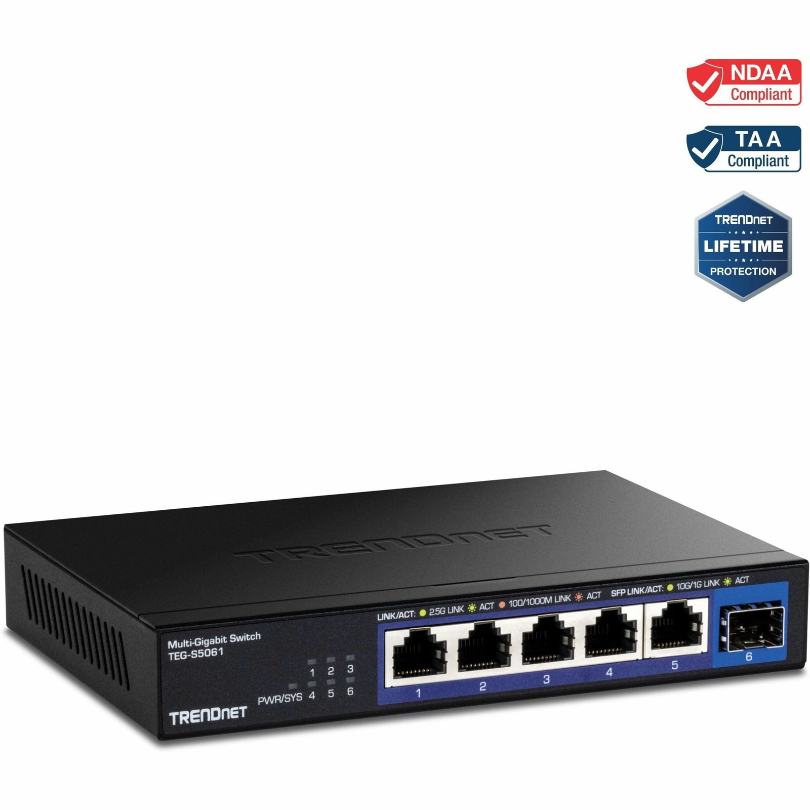 Trendnet TEGS5061 6-Port 2.5G Switch w/ 10G SFP+ Port Black