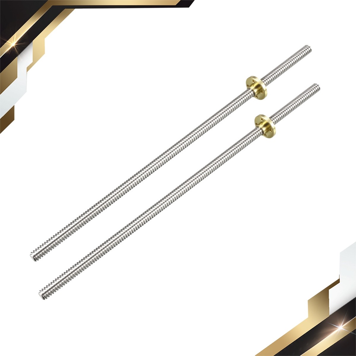 2 PCS 300mm T8 Pitch 2mm 2mm Screw Rod with Copper Nut for 3D Printer