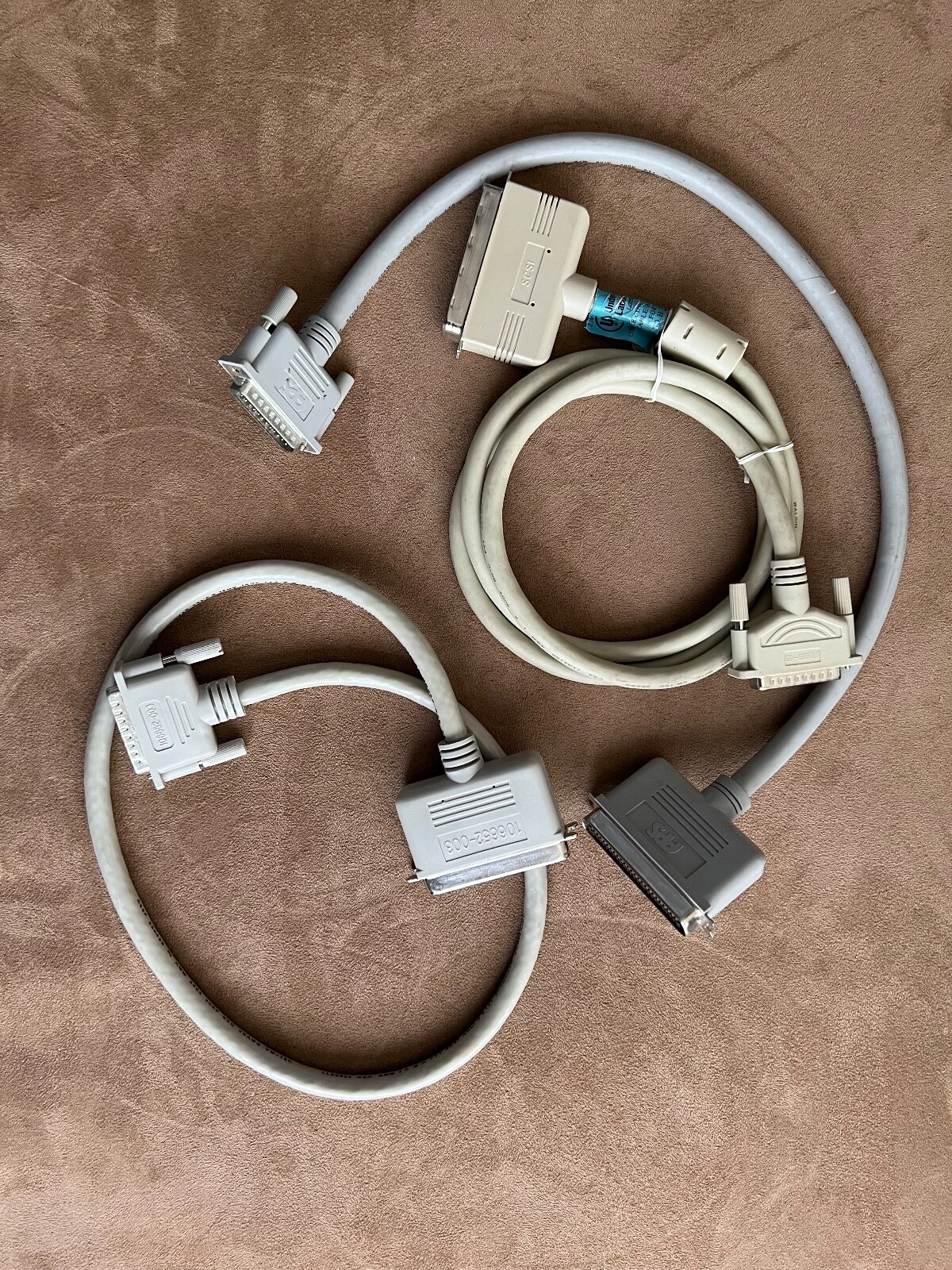 Lot of 3 VINTAGE COMPUTER CABLES AWM 2464 VW-1 SC 300V  26AWG 25 Pin Data Cables
