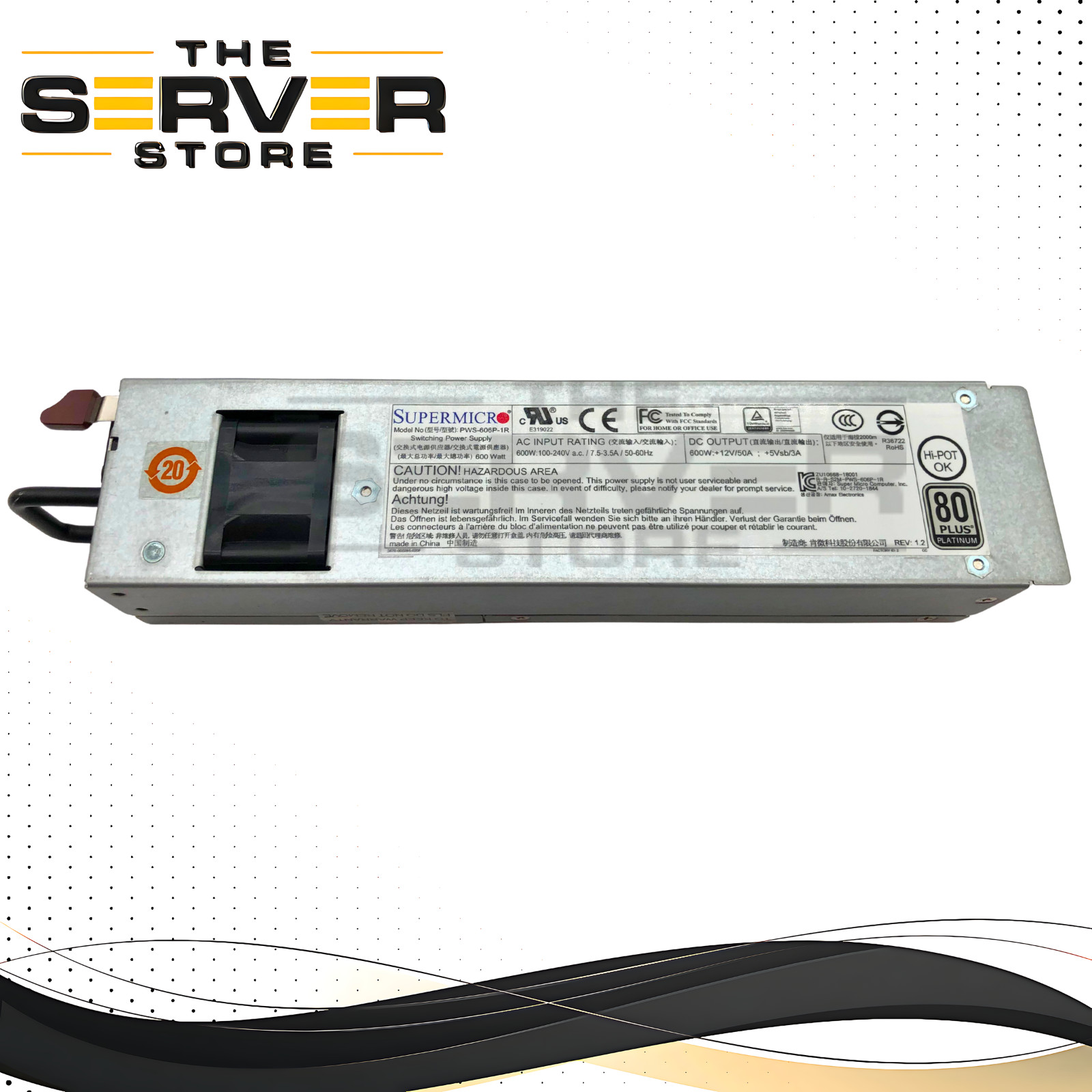 Supermicro 600W 80+ Platinum 1U Power Supply PSU Replacement for PWS-407P-1R