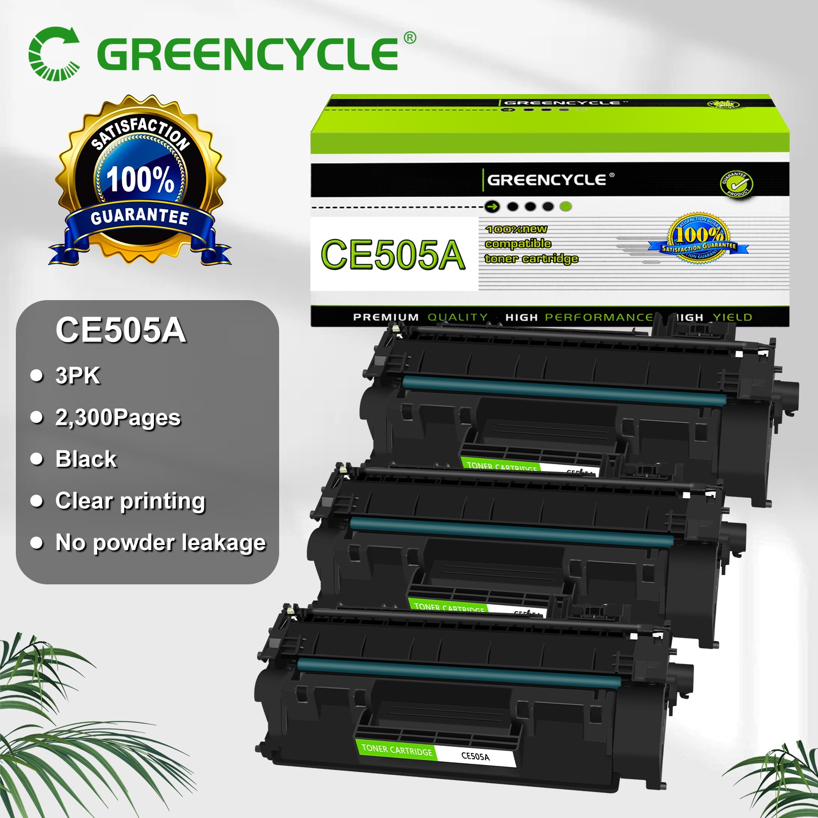 3PK Black 05A CE505A Toner Cartridge for HP LaserJet P2055x P2030 P2050 P2035n