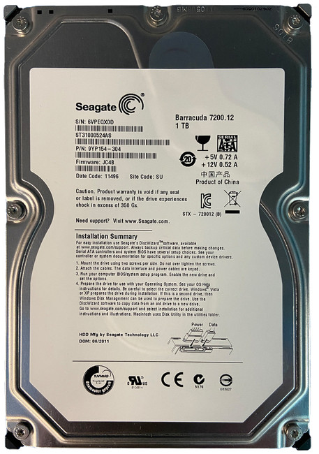 Seagate ST31000524AS 1TB SATA HDD Tested Sanitized
