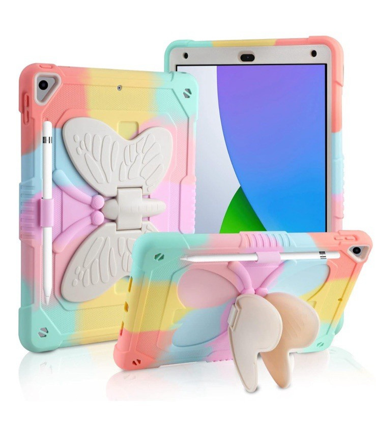 iPad Soft Case Holder for 10.2 & Air3 10.5 with Butterfly Stand Pastel Kids