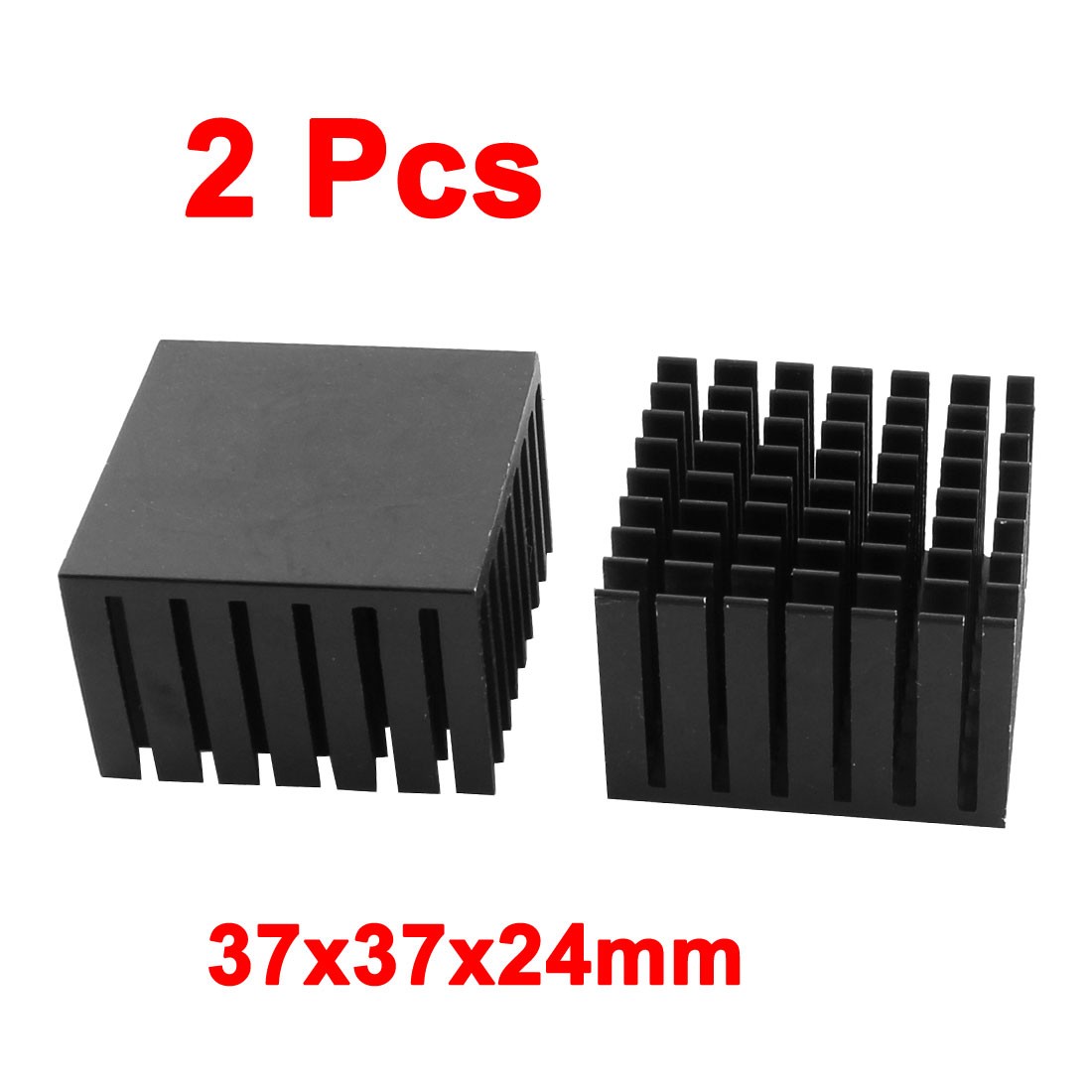 2pcs 37x37x24mm Aluminium Square Heatsink Heat Diffuse Cooling Cooler Fin Black