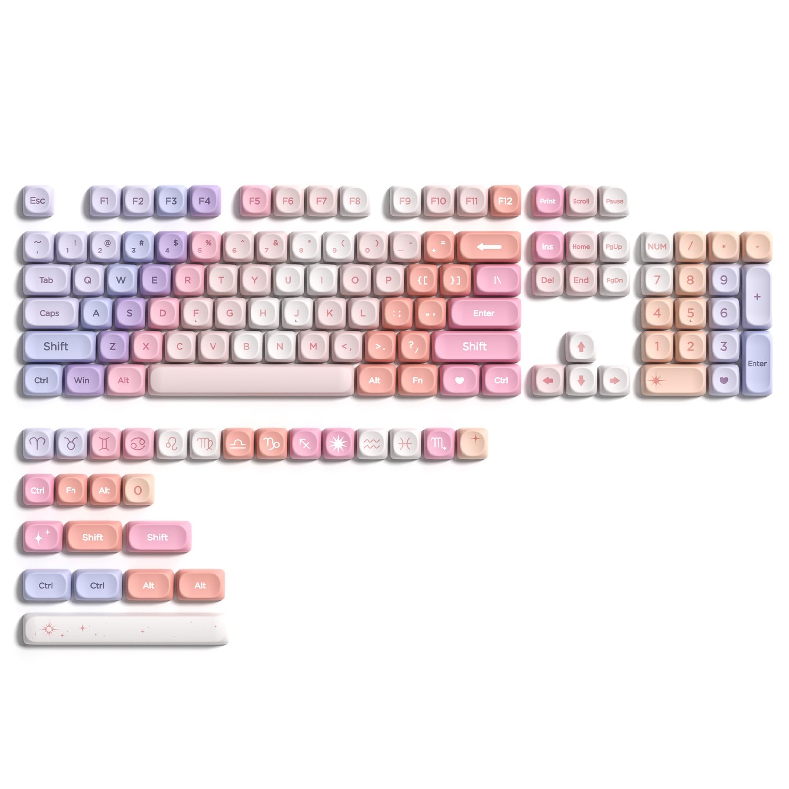 126 Keys PBT Keyboard Keycaps MOA Profile Cute Custom Fits 60/65/75/100 Cherry