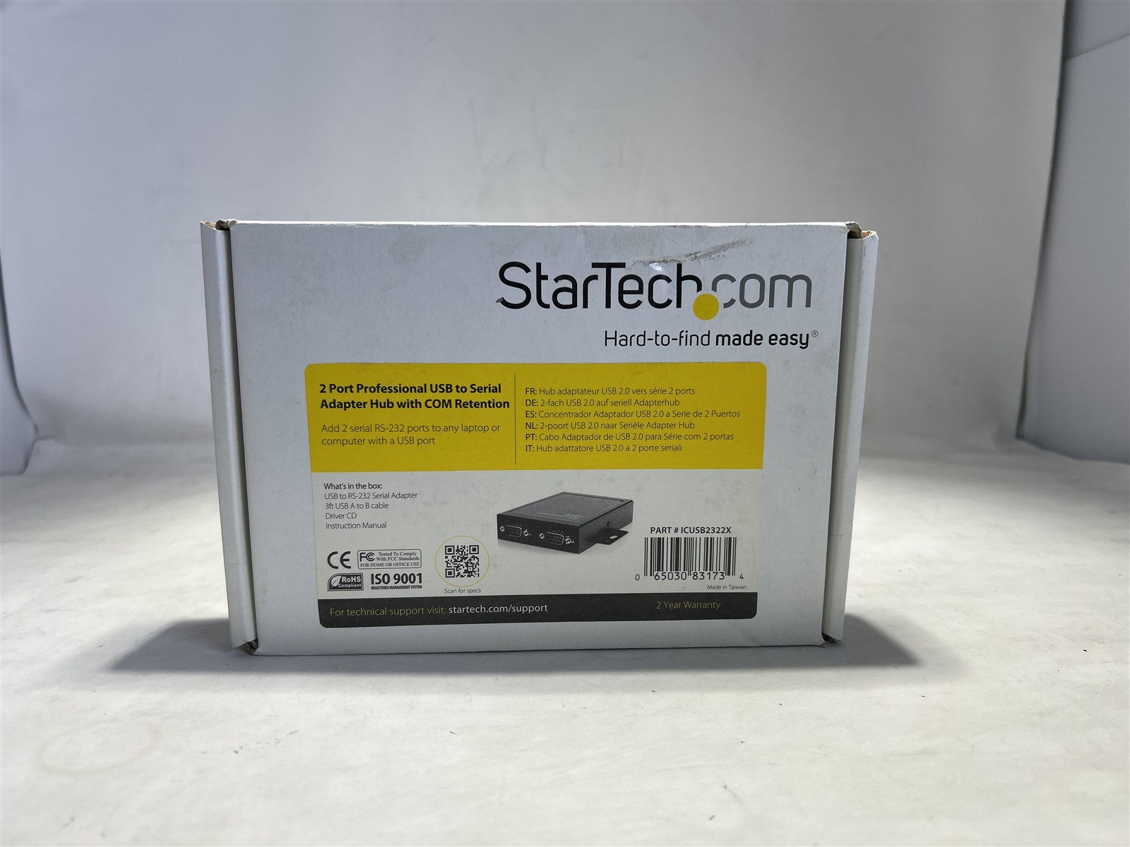 Startech 2 port professional USB to serial adapter Hub /COM retention ICUSB2322X
