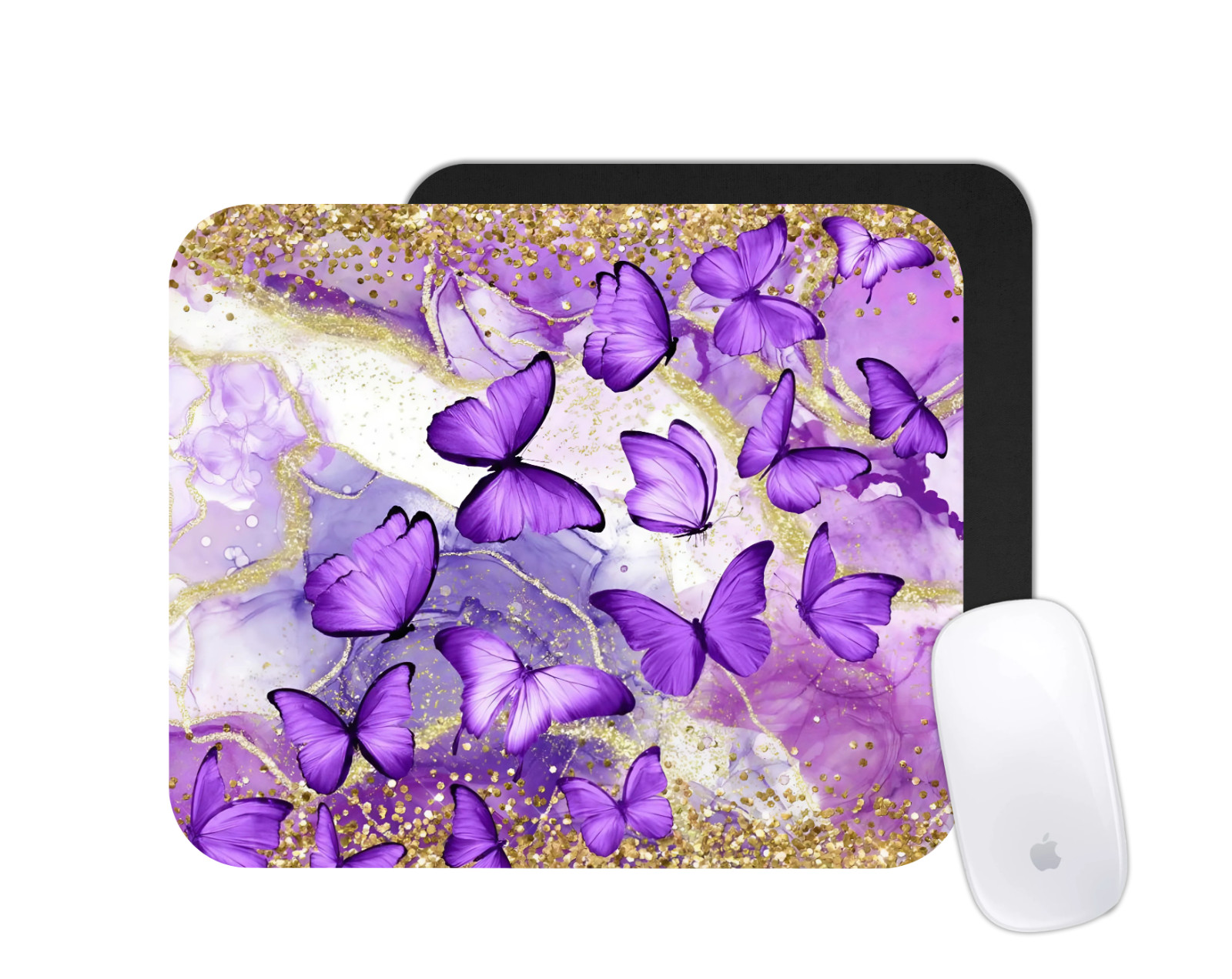 Purple Butterflies Mouse Pad | Colorful Insect Desk Mat | Custom Nature Gift