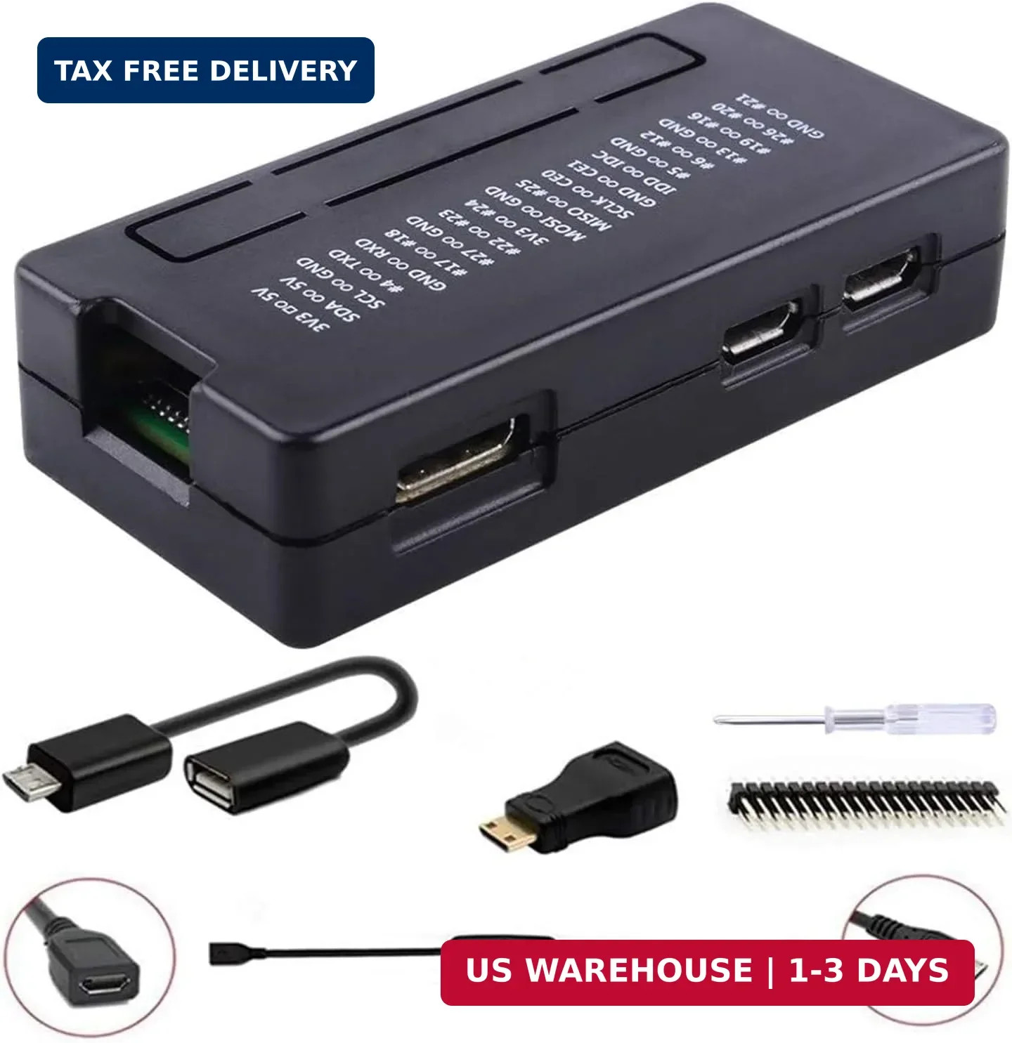 Pi Zero 2 W Case/Zero W Case, 7 in 1 Basic Starter Kit with 20Pin GPIO Header, O