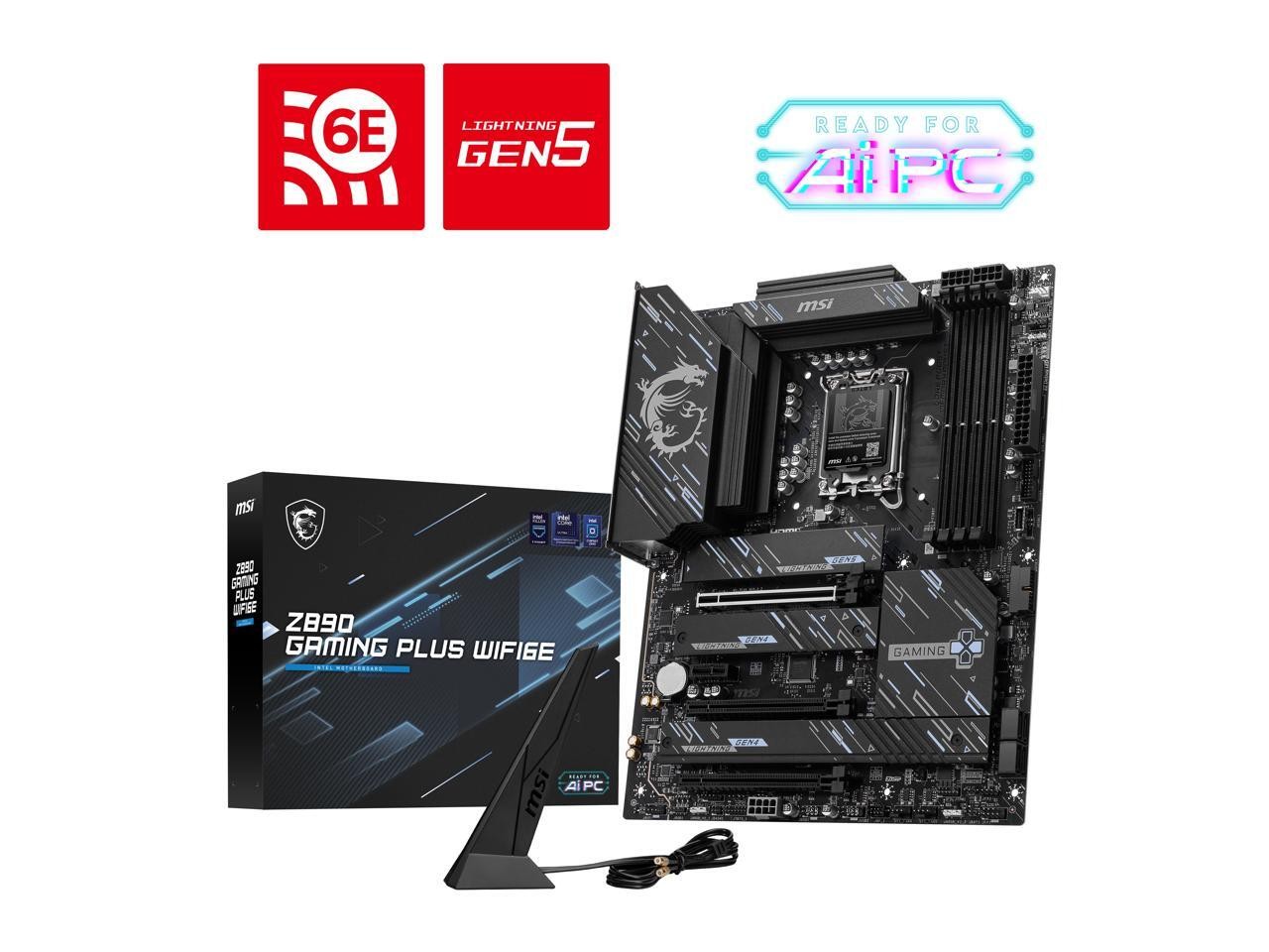 MSI Z890 GAMING PLUS WIFI6E Gaming Motherboard, Intel LGA1851, ATX, DDR5, PCIe 5