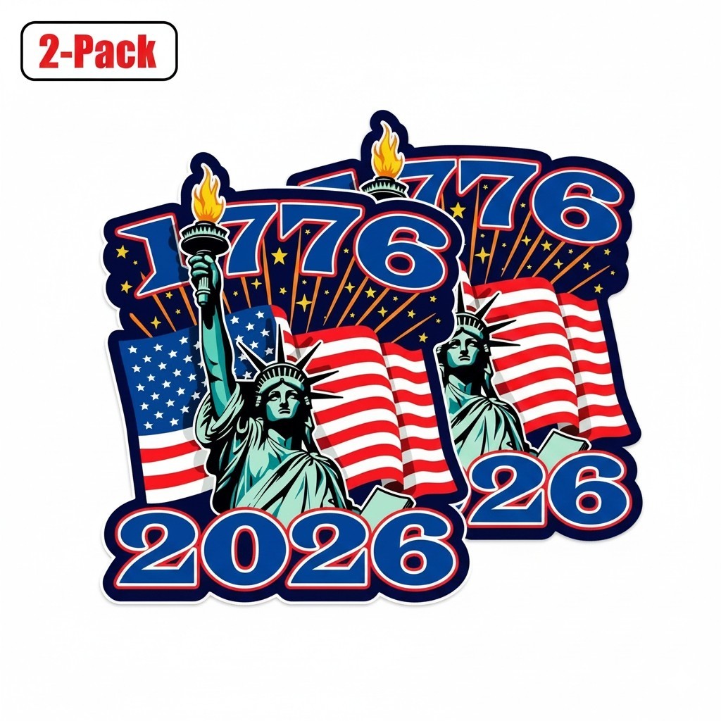 USA 250th Anniversary 1776-2026 Kiss-Cut Sticker 2-Pack 3-Pack Patriotic 4"