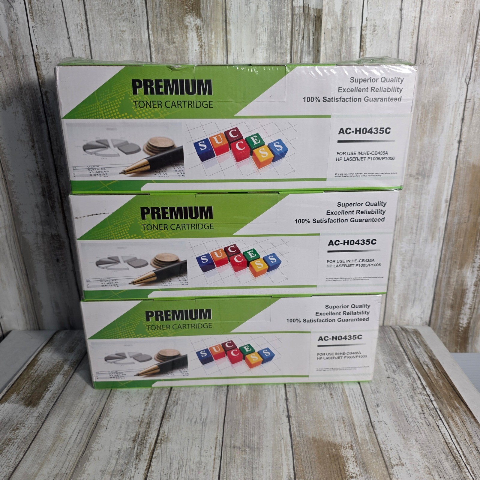 3 Pack Premium AC-H0435C Toner Cartridge for HP LaserJet P1005 P1006 CB435A 35A