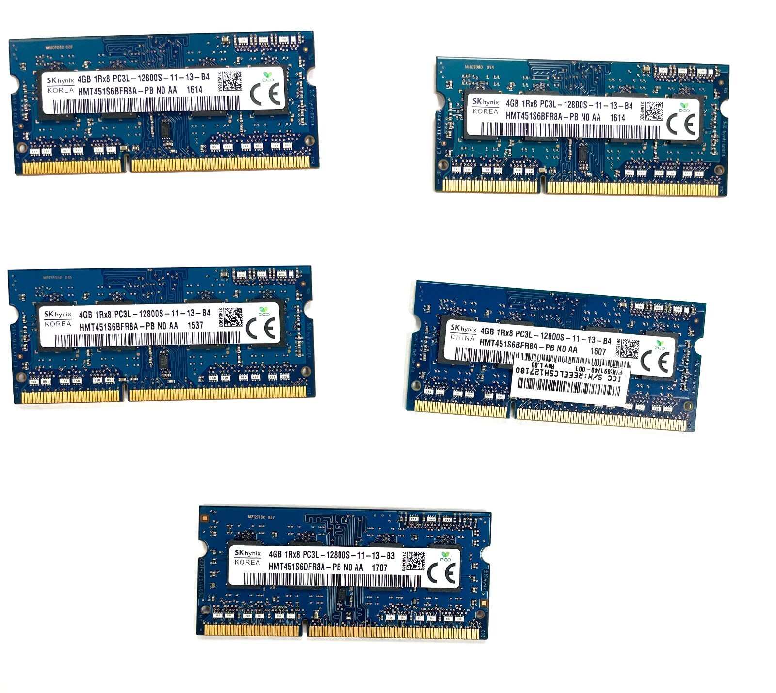 Lot of 5 Genuine HP SK Hynix HMT451S6DFR8A-PB 4GB DDR3-1600  SODIM 691740-001