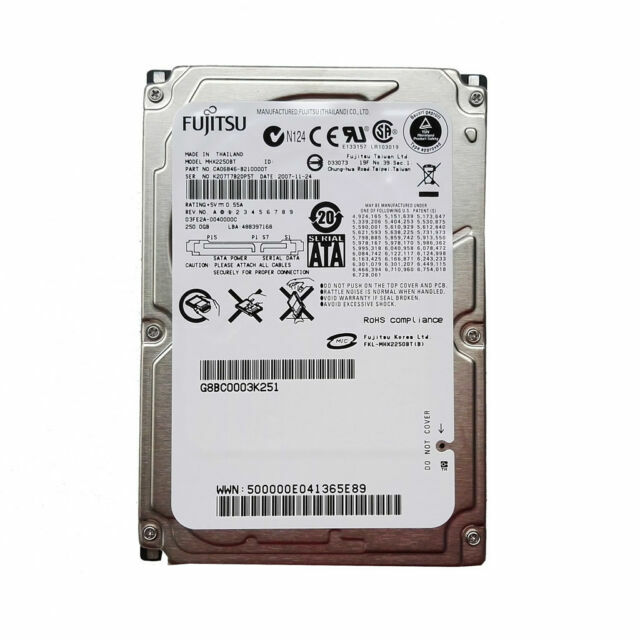 MHX2250BT, PN CA06846-B20000SN, Fujitsu 250GB SATA 2.5 Hard Drive