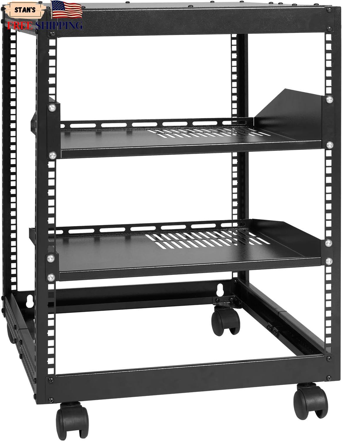 12U Open Frame Server Rack 23-40 in Adjustable Depth Free Standing or Wall Mo...
