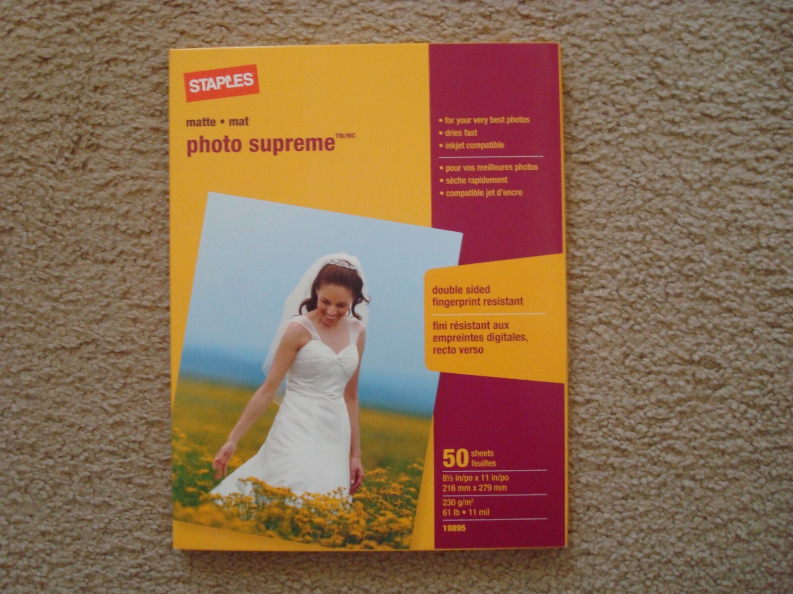 New Staples Photo Supreme Paper, 8 1/2" x 11", Double Sided Matte,50/Pack,Sealed